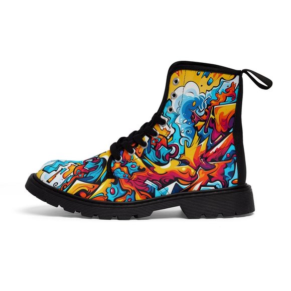 Graffiti Man Shoes, Luxury Stylish, Men's Canvas Boots, Classy Mod Art Deco Out - Picture 5 of 9